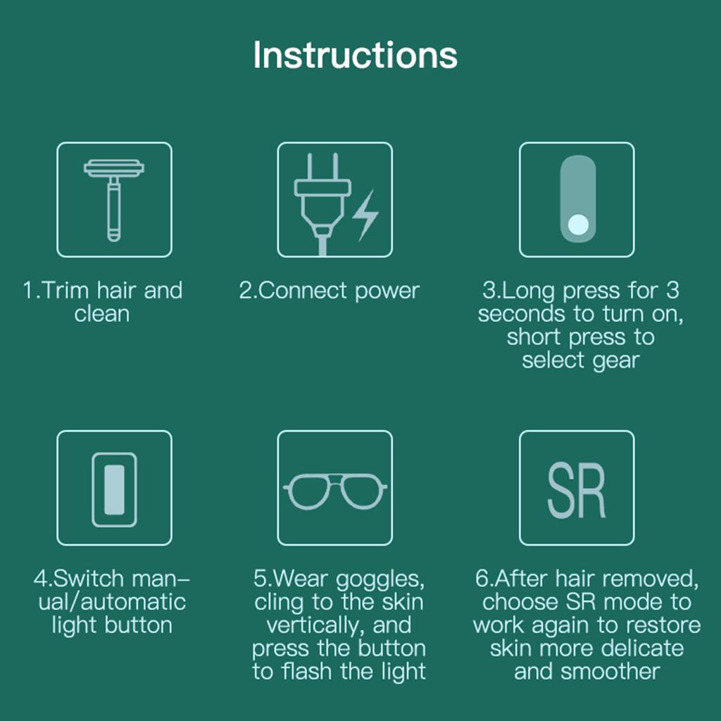 Laser Hair Removal Device Convenient for Armpits Face Arms Bikini Line White