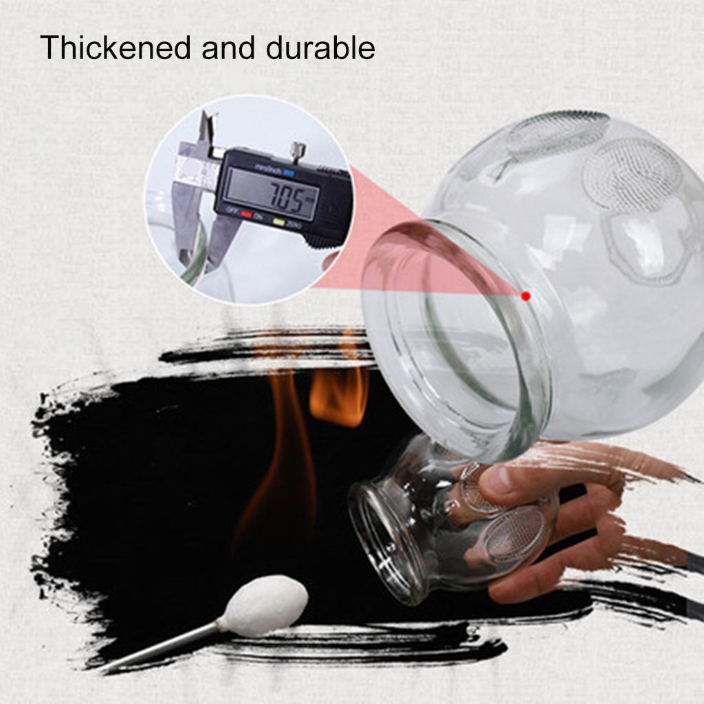 Professional 8pcs Glass Cupping Therapy Set Jars Glass Fire Cupping No.5