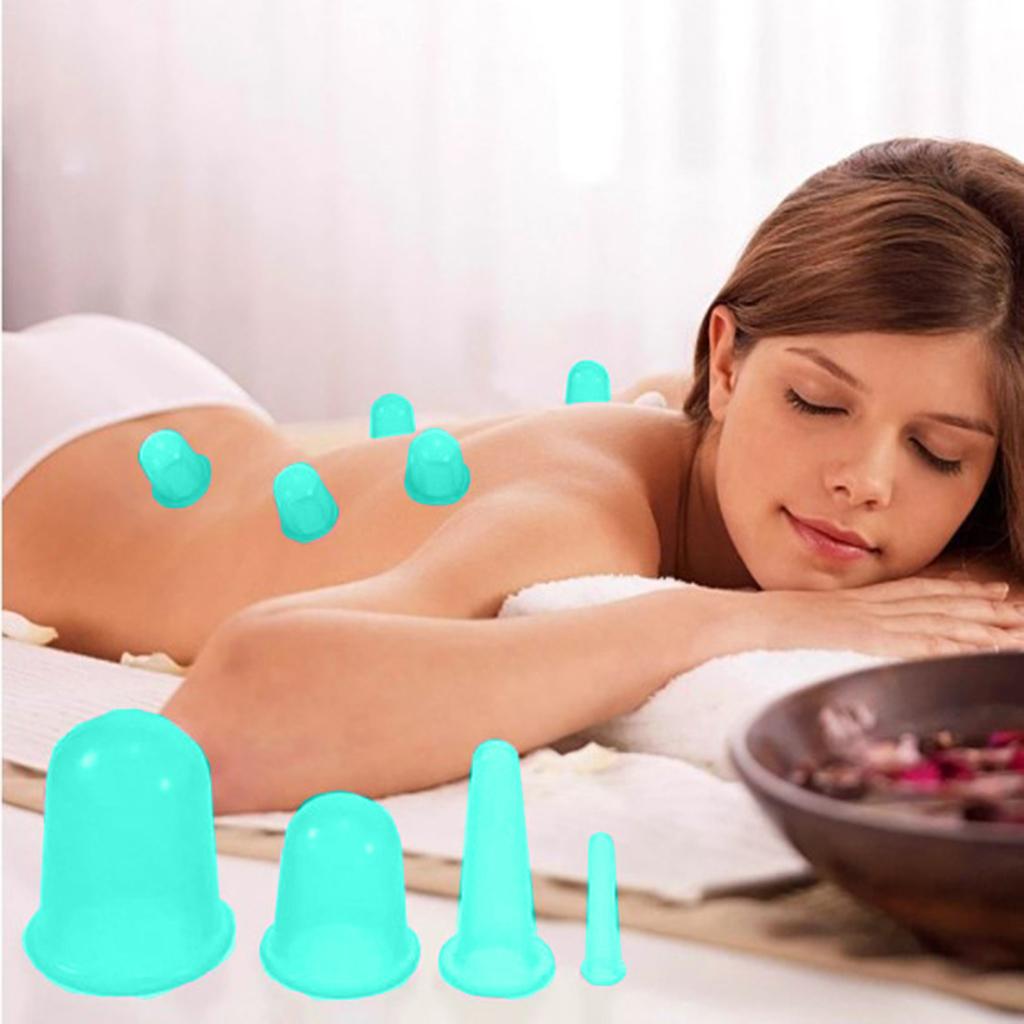 Massage Roller Cupping Cups Home Eye Chest Leg Message w/ Storage Bag Green
