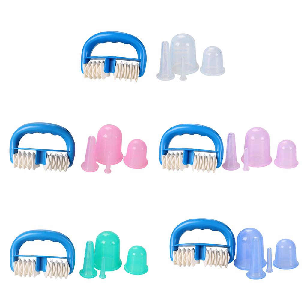 5pcs/Set Massage Roller Cupping Cups Eye Back Leg Full Body Message Pink