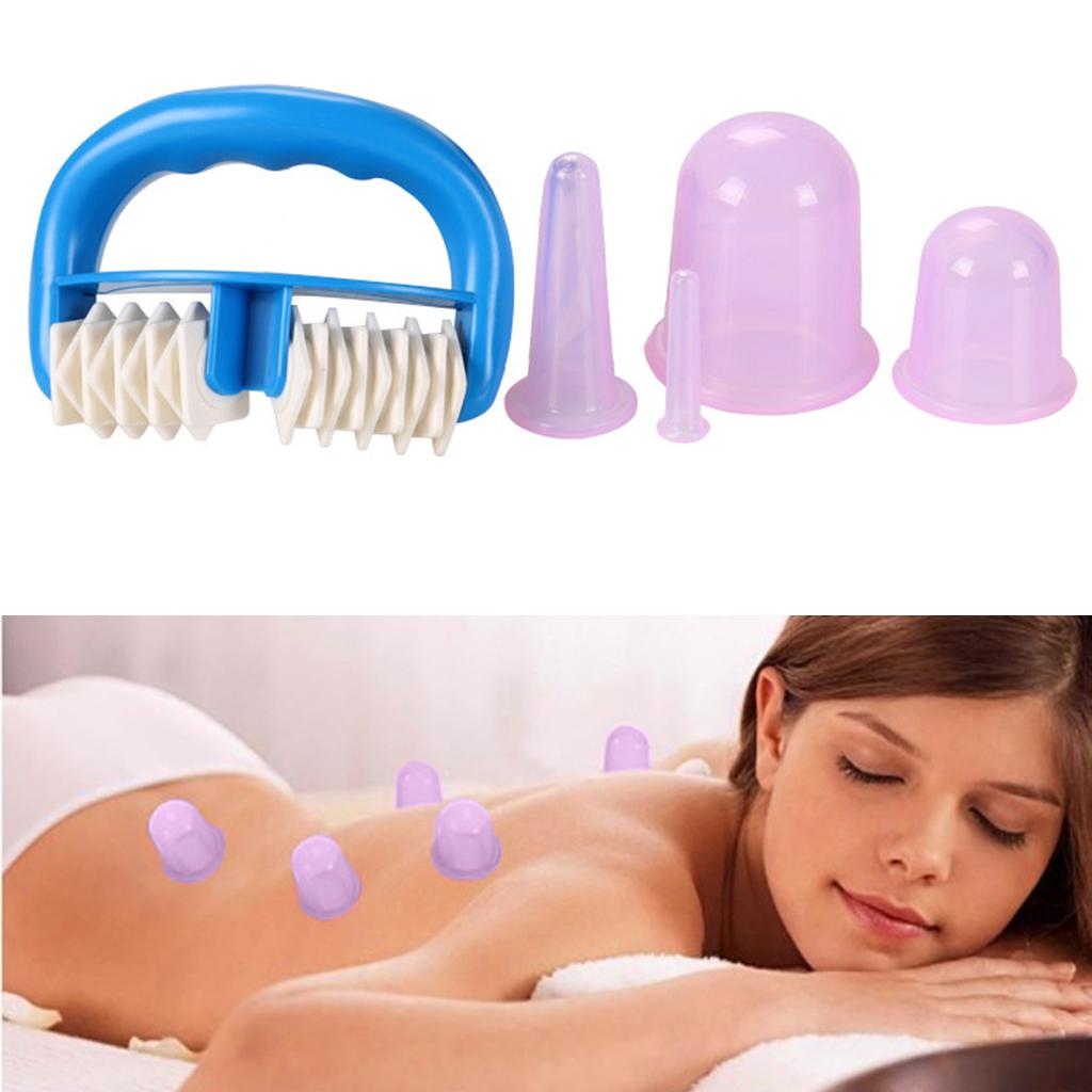 5pcs/Set Massage Roller Cupping Cups Eye Back Leg Full Body Message Purple