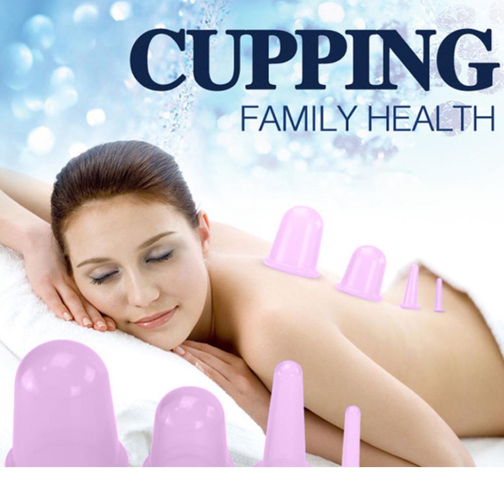 5pcs/Set Massage Roller Cupping Cups Eye Back Leg Full Body Message Purple