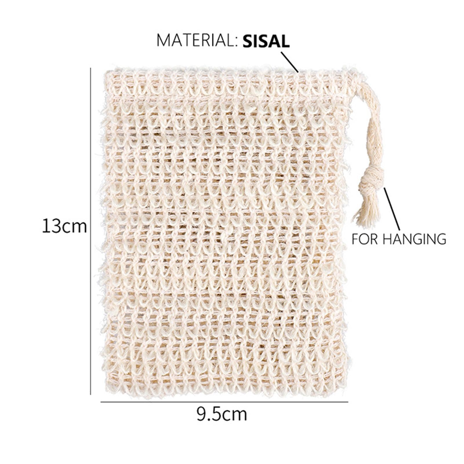5 Pieces Natural Sisal Exfoliating Soap Holder Bag Pouch Hand Made Mini Size