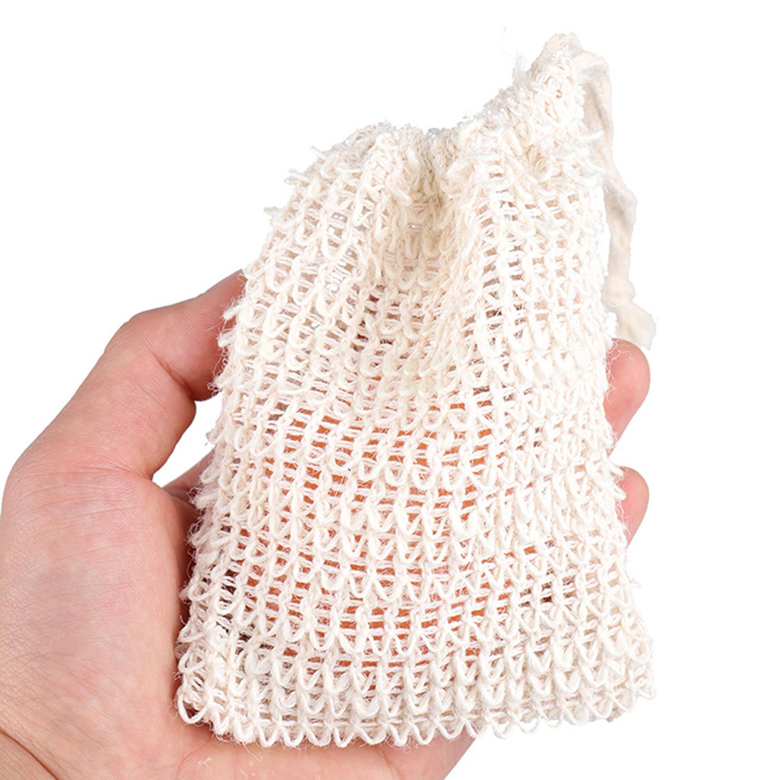 5 Pieces Natural Sisal Exfoliating Soap Holder Bag Pouch Hand Made Mini Size