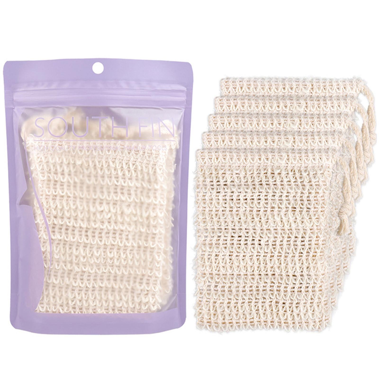 5 Pieces Natural Sisal Exfoliating Soap Holder Bag Pouch Hand Made Mini Size