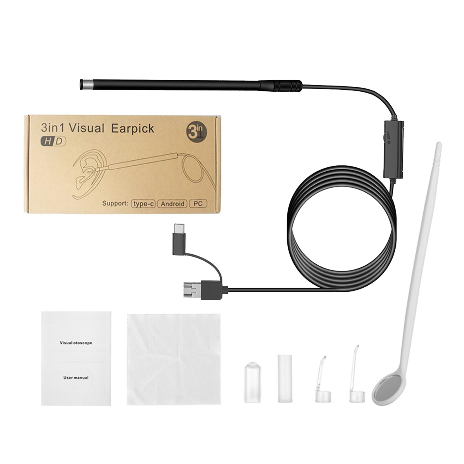 Ear Wax Removal w/Camera Endoscope Otoscope Earpick Ear Cleaning Rose Gold