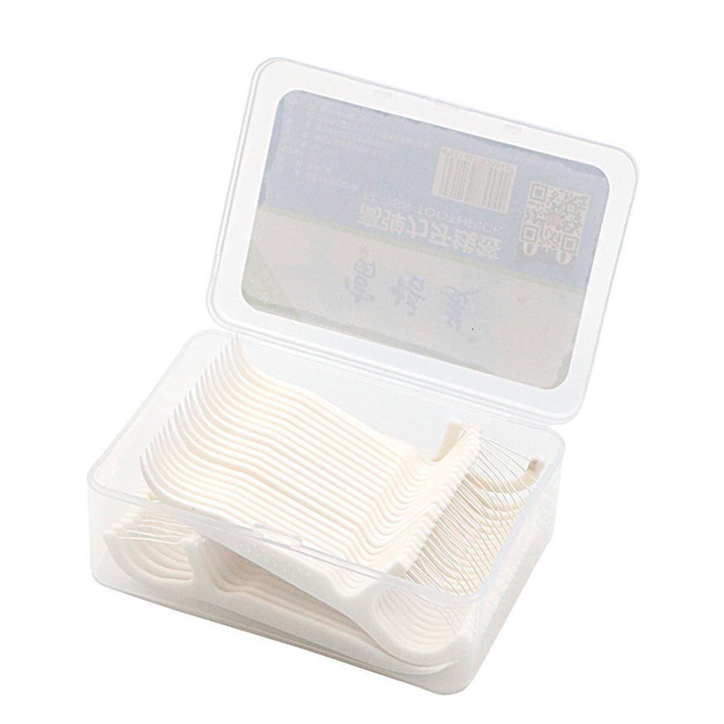 Dental Floss Picks Dental floss stick Toothpicks For Travel White 50Pcs