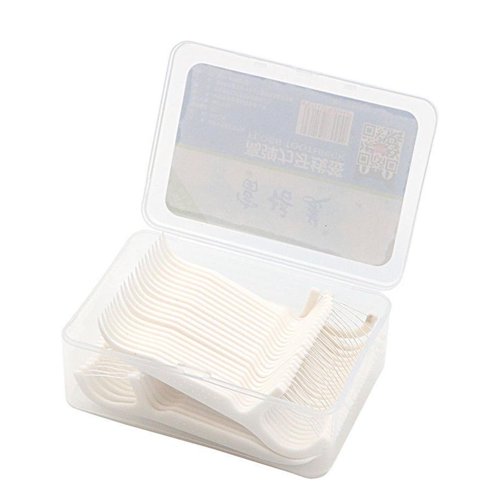Dental Floss Picks Dental floss stick Toothpicks For Travel White 50Pcs