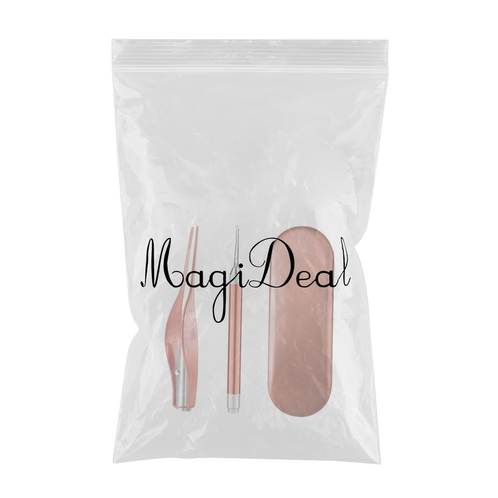 LED Light Ear Wax Pickers Kit Easy to Clean Earpick Tool for Ear Safety 2Pcs Rose Gold