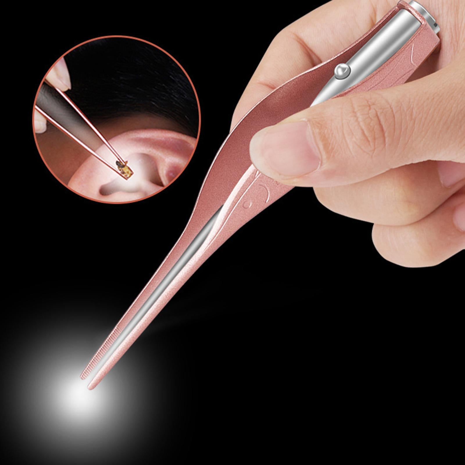 LED Light Ear Wax Pickers Kit Easy to Clean Earpick Tool for Ear Safety 2Pcs Rose Gold