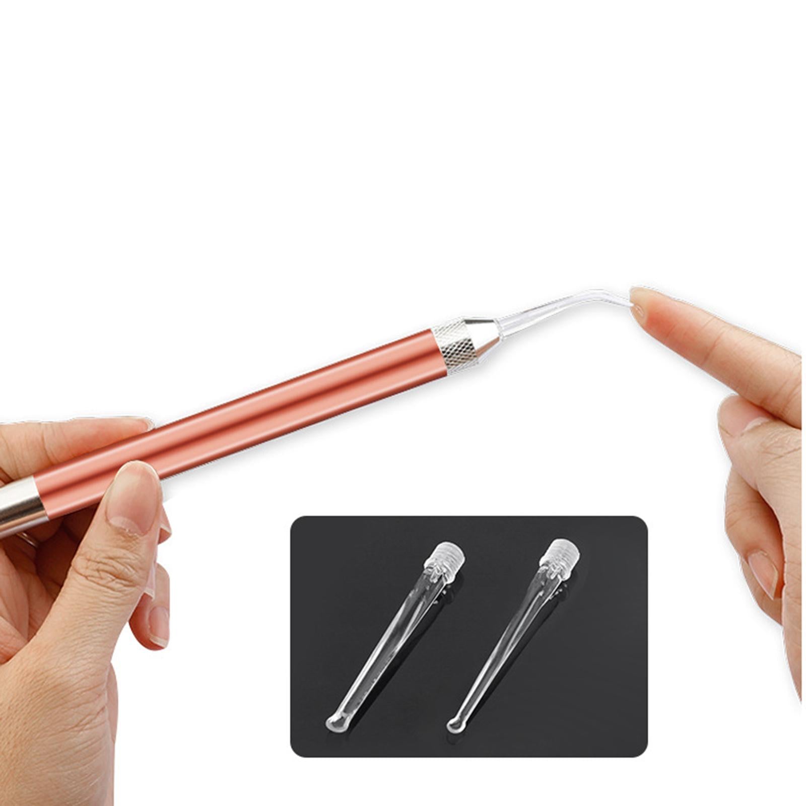 LED Light Ear Wax Pickers Kit Easy to Clean Earpick Tool for Ear Safety 2Pcs Rose Gold