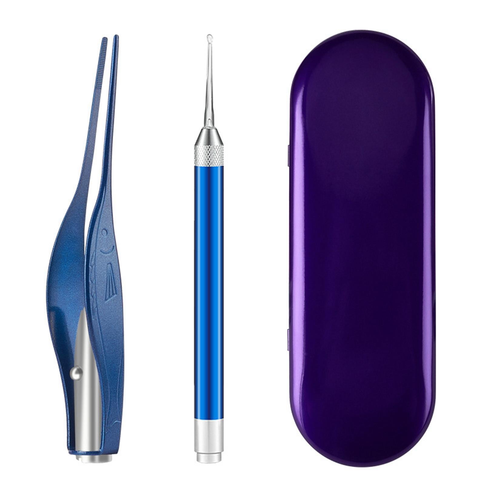 LED Light Ear Wax Pickers Kit Easy to Clean Earpick Tool for Ear Safety 2Pcs Blue