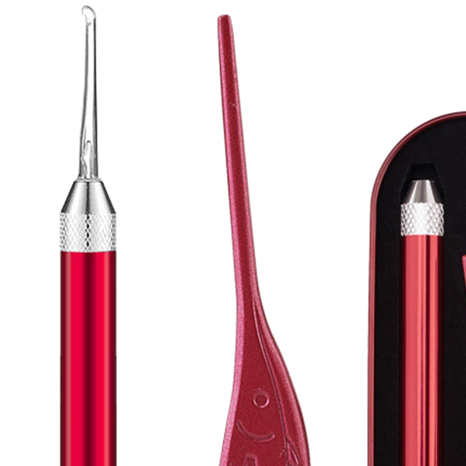 LED Light Ear Wax Pickers Kit Easy to Clean Earpick Tool for Ear Safety 2Pcs Red