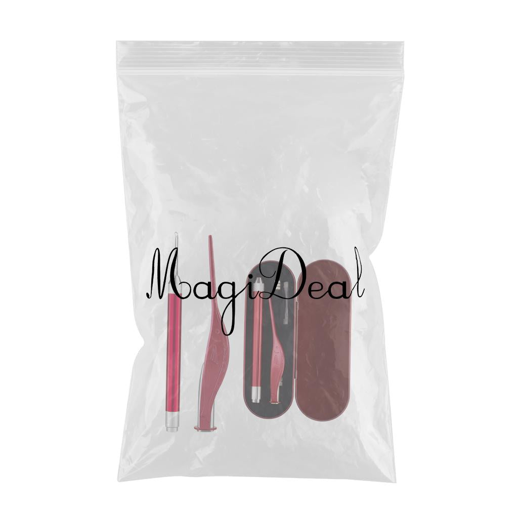 LED Light Ear Wax Pickers Kit Easy to Clean Earpick Tool for Ear Safety 2Pcs Red