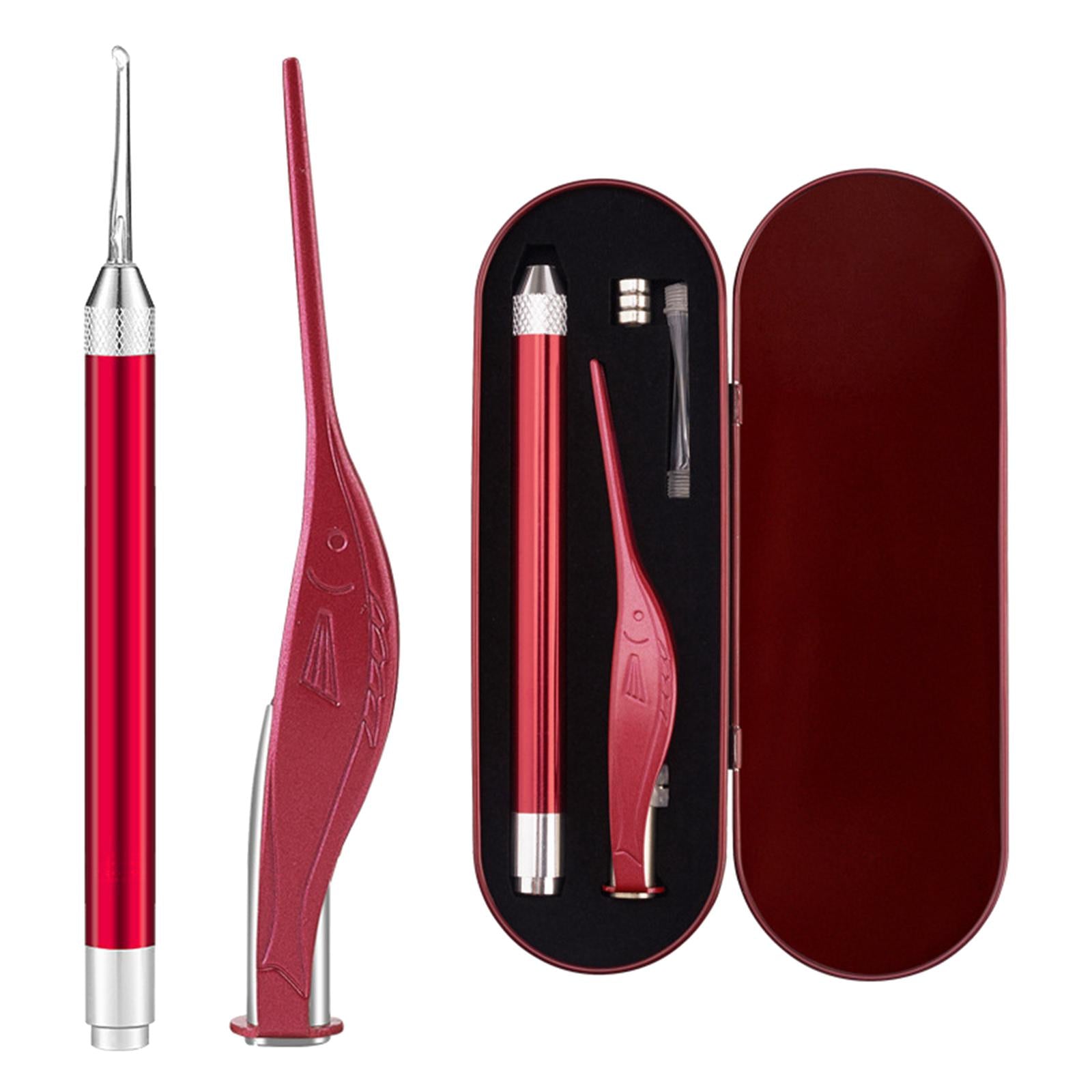 LED Light Ear Wax Pickers Kit Easy to Clean Earpick Tool for Ear Safety 2Pcs Red