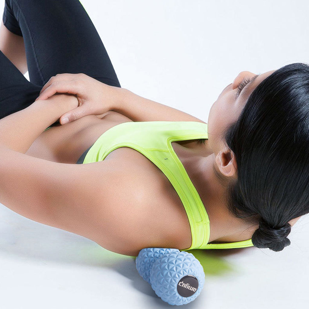 Peanut Massage Ball Double Lacrosse Ball Self Message Roller Back Foot Neck Blue