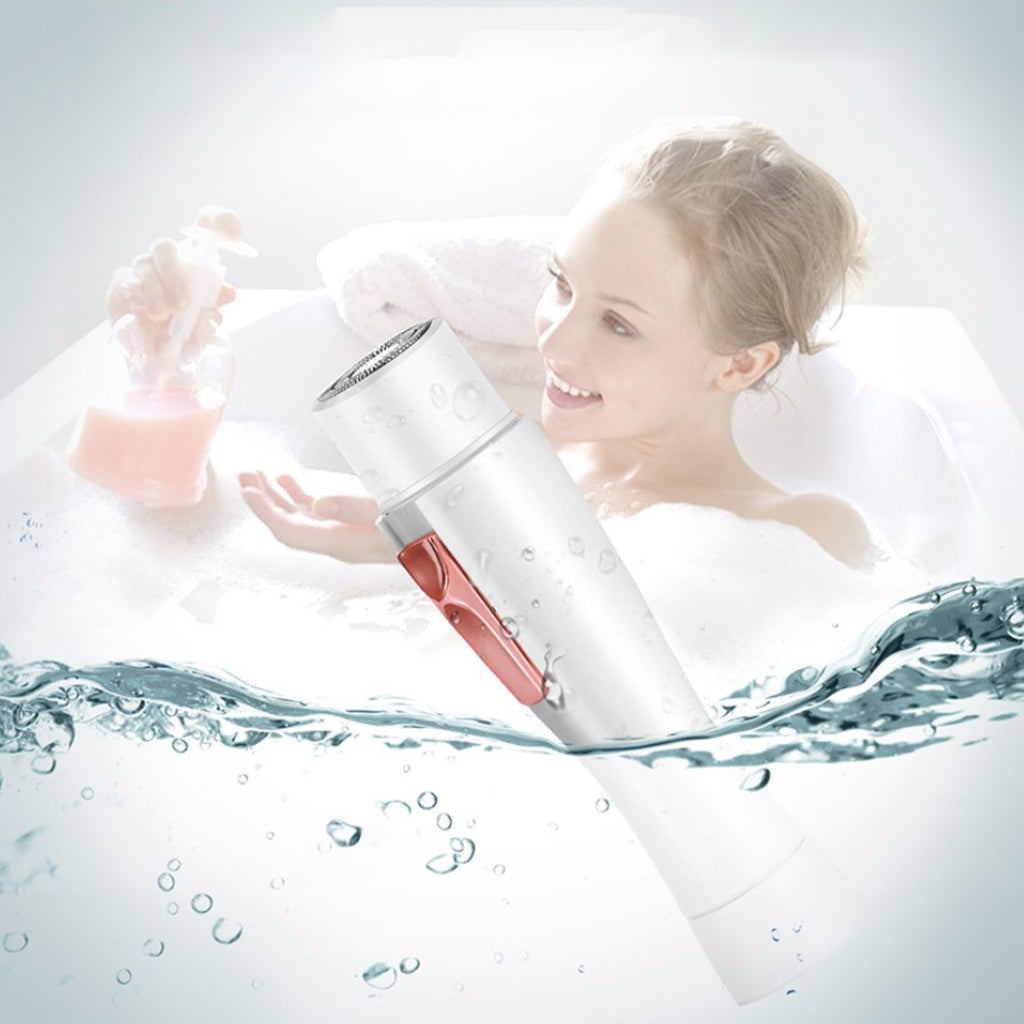 Electric Facial Hair Remover Waterproof Dual Rotating Blades for Cheek White
