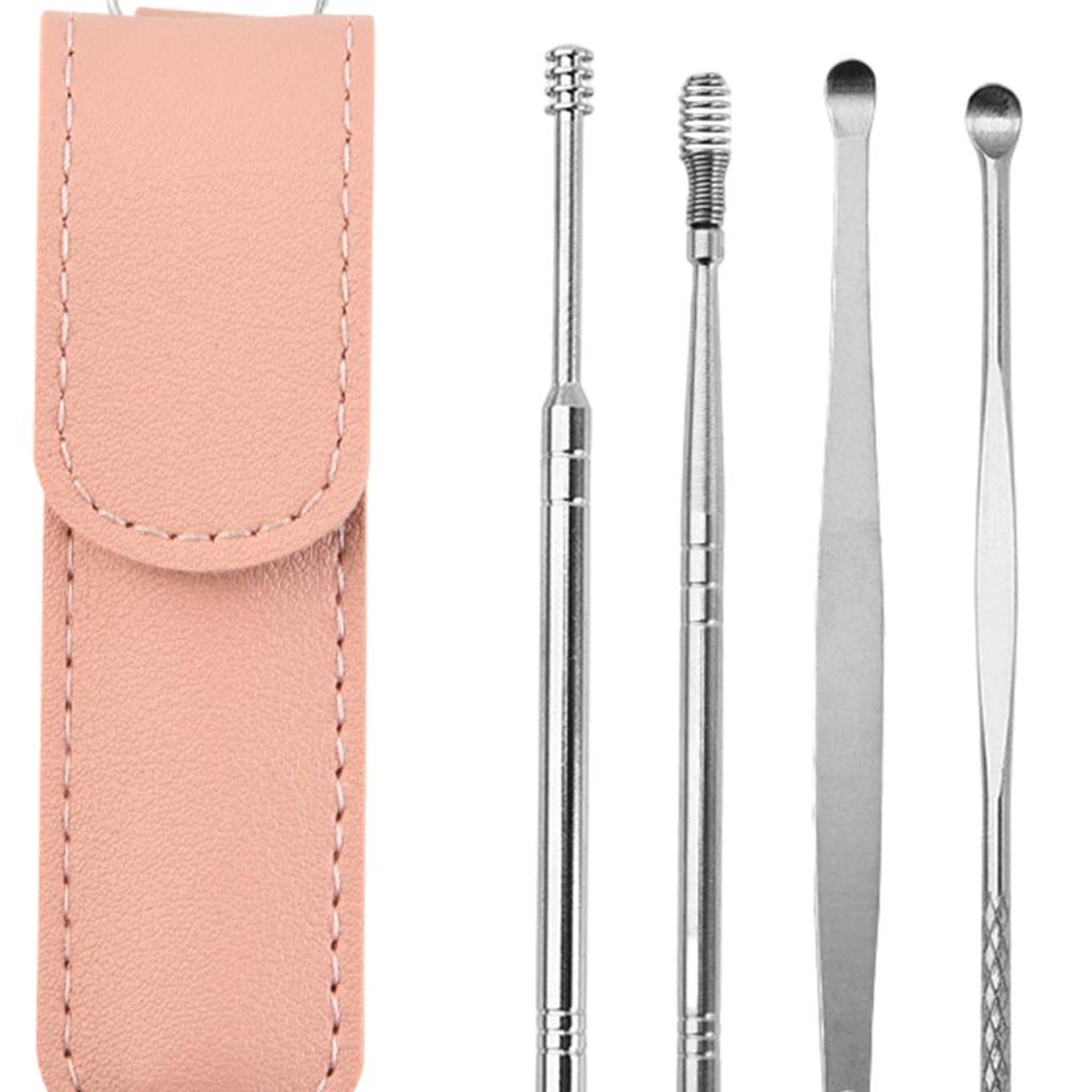6Pcs Ear Wax Removal Tool Stainless Steel Earpick Household Men Women Pink