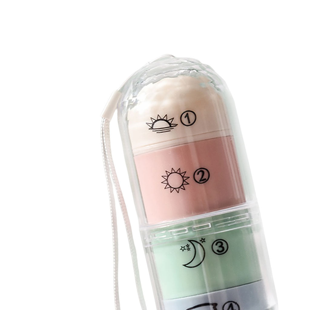 Rotatable Pill Storage Box Tablet Dispenser Colour PP+PC Case for Travel Use