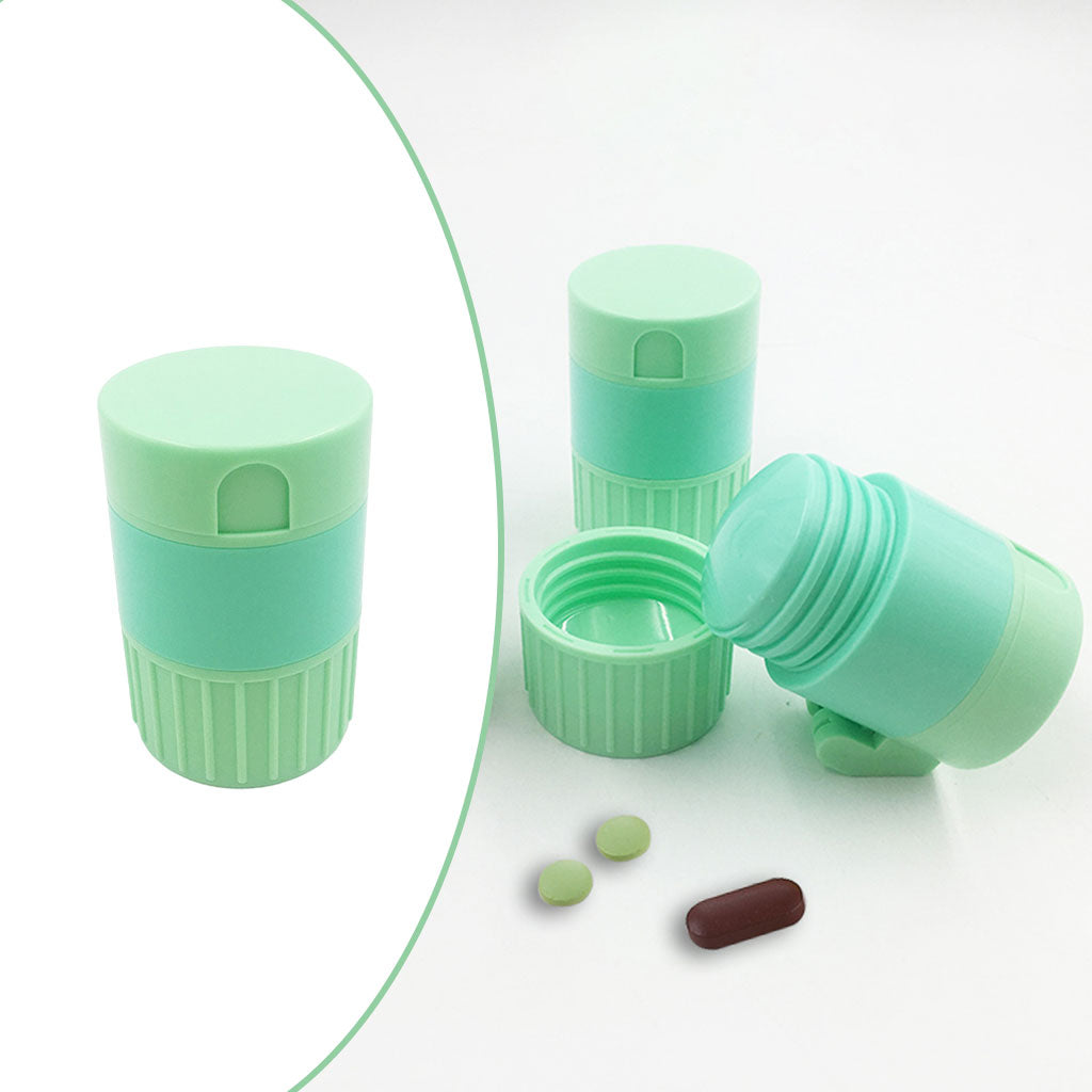 Portable Pill Cutter Powder Crusher Grinder Storage Box Organisers Green