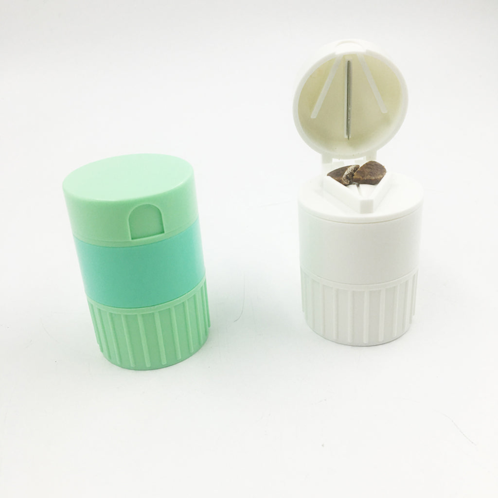 Portable Pill Cutter Powder Crusher Grinder Storage Box Organisers Green