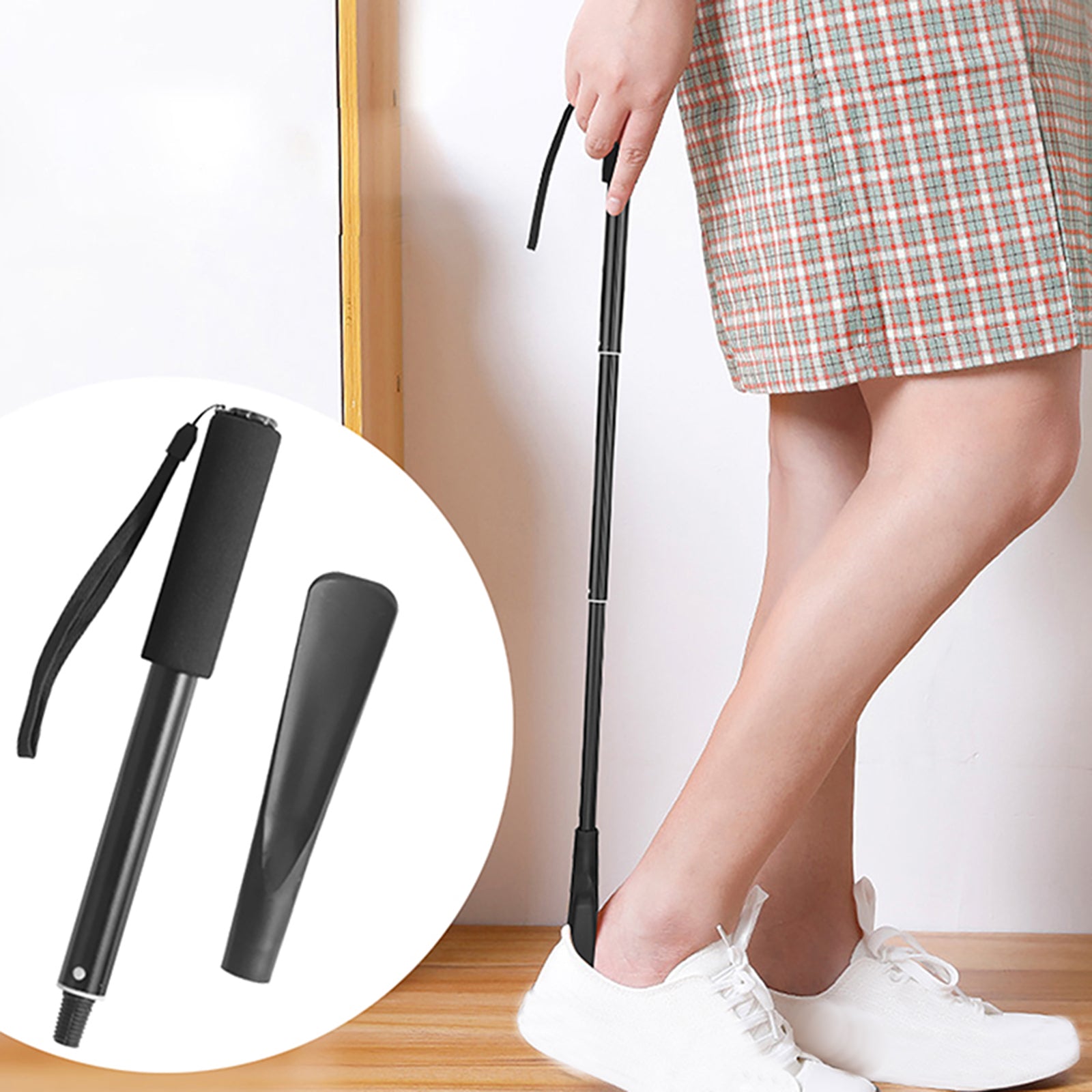 Metal Shoe Horn Assist Tool Long Handled Stainless Steel for Women Kids Men