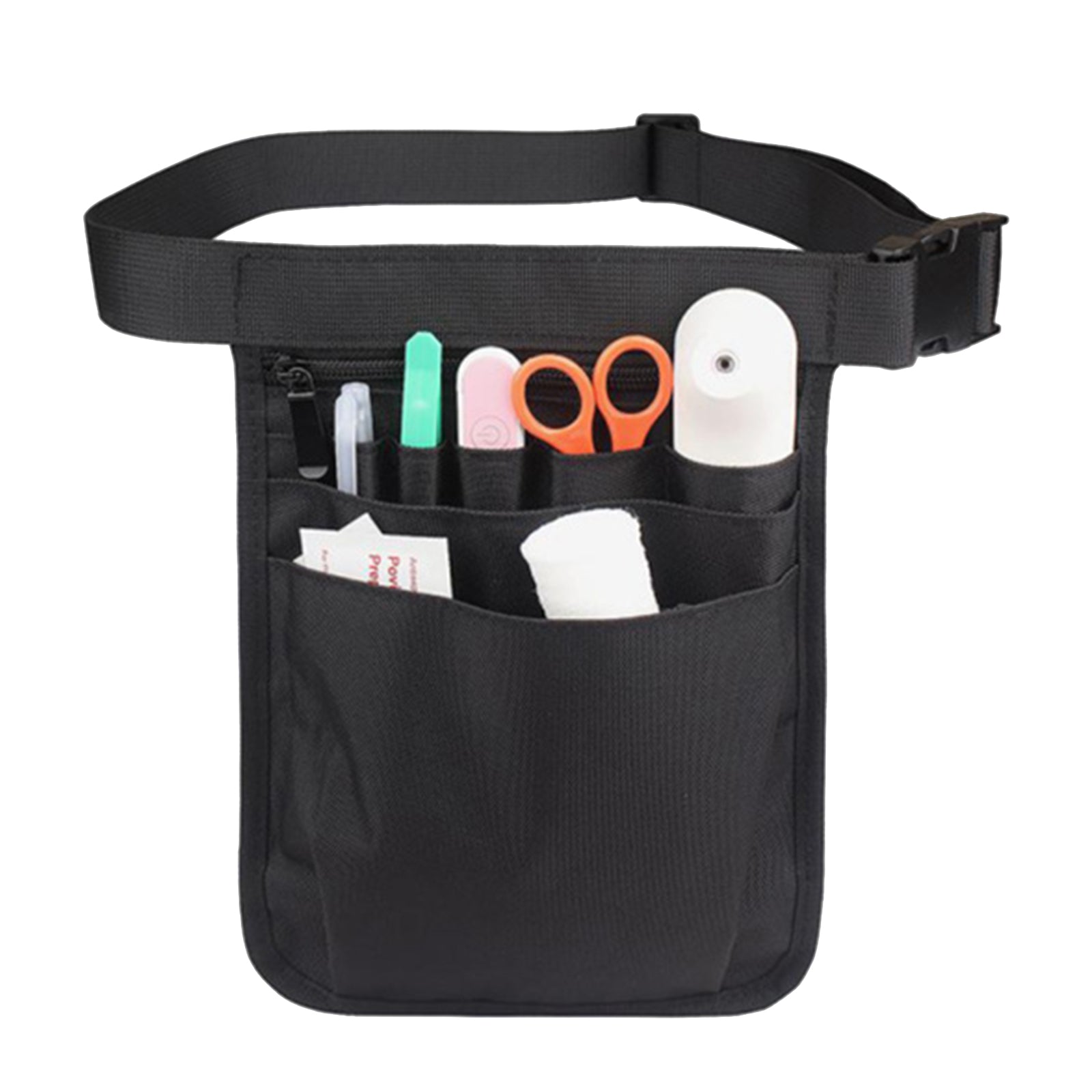 Nylon Nurse Organizer Belt Waist Bag Fanny Pack Case for Scissors Care Kit Black