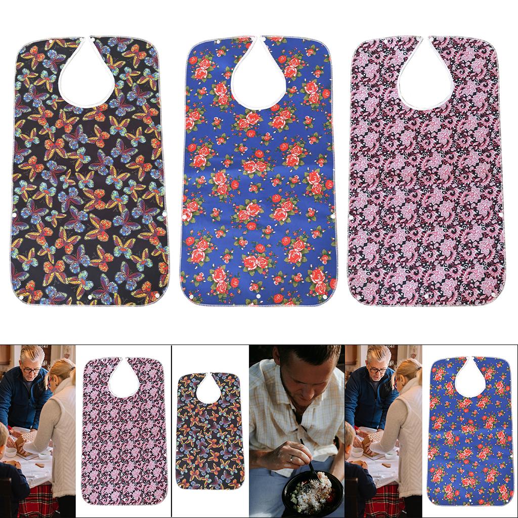 Mealtime Waterproof PVC Printing Cotton Adjustable Bib Crumb Adults Black