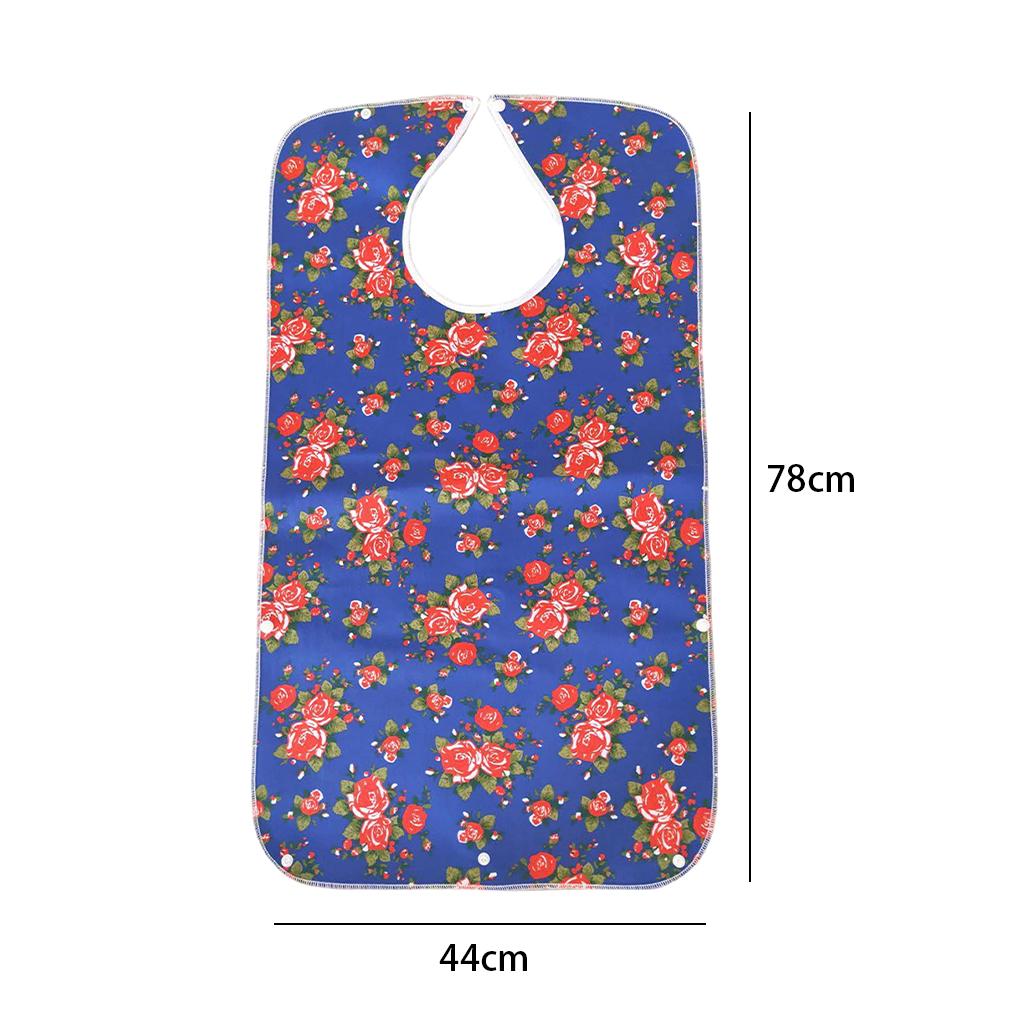 Mealtime Waterproof PVC Printing Cotton Adjustable Bib Crumb Adults Blue