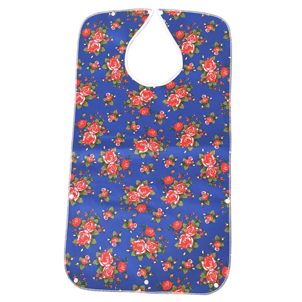 Mealtime Waterproof PVC Printing Cotton Adjustable Bib Crumb Adults Blue