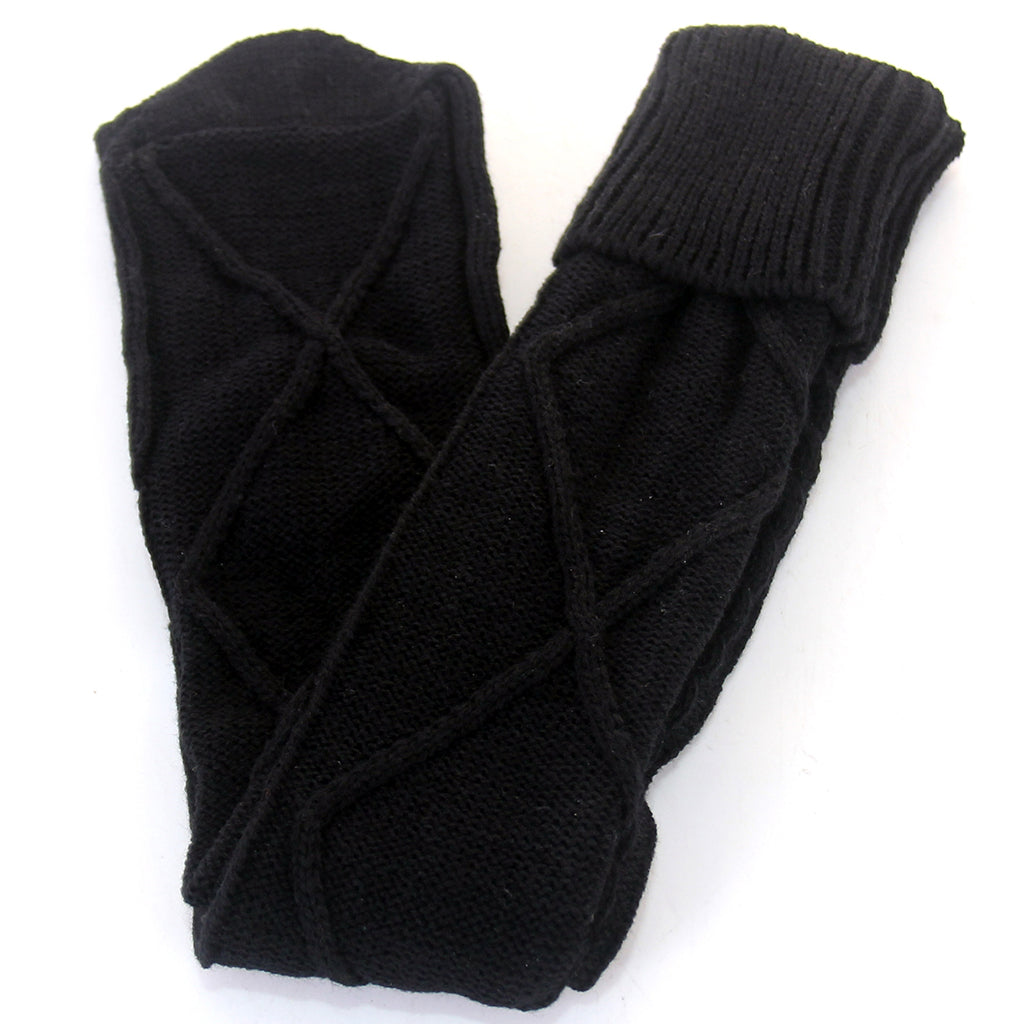 2Pcs Winter Long Stocking Knit Thigh High Long Tube for Women Fall Black