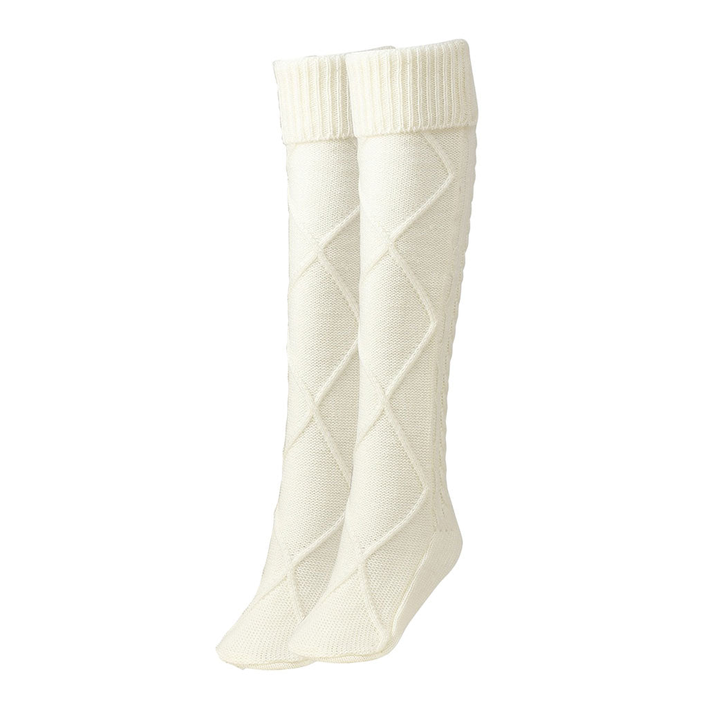2Pcs Winter Long Stocking Knit Thigh High Long Tube for Women Fall White