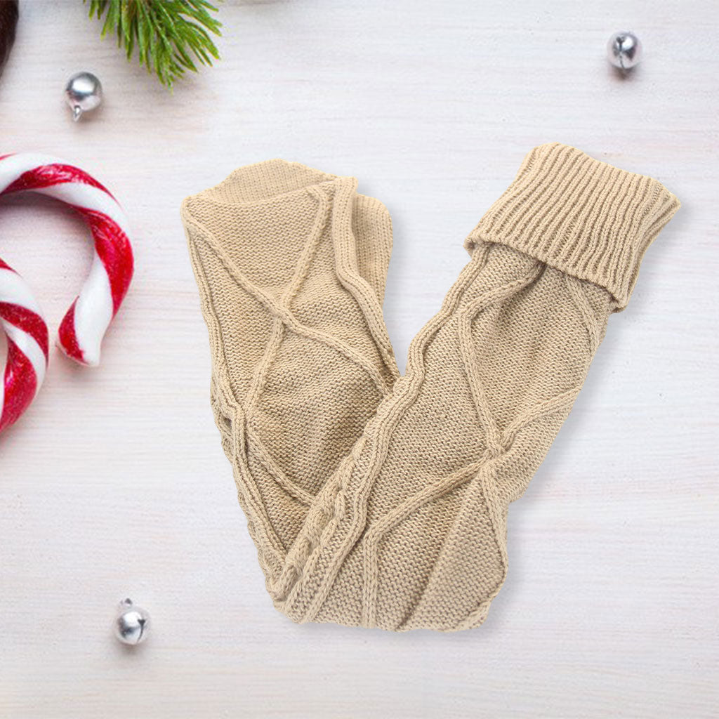 2Pcs Winter Long Stocking Knit Thigh High Long Tube for Women Fall Coffee