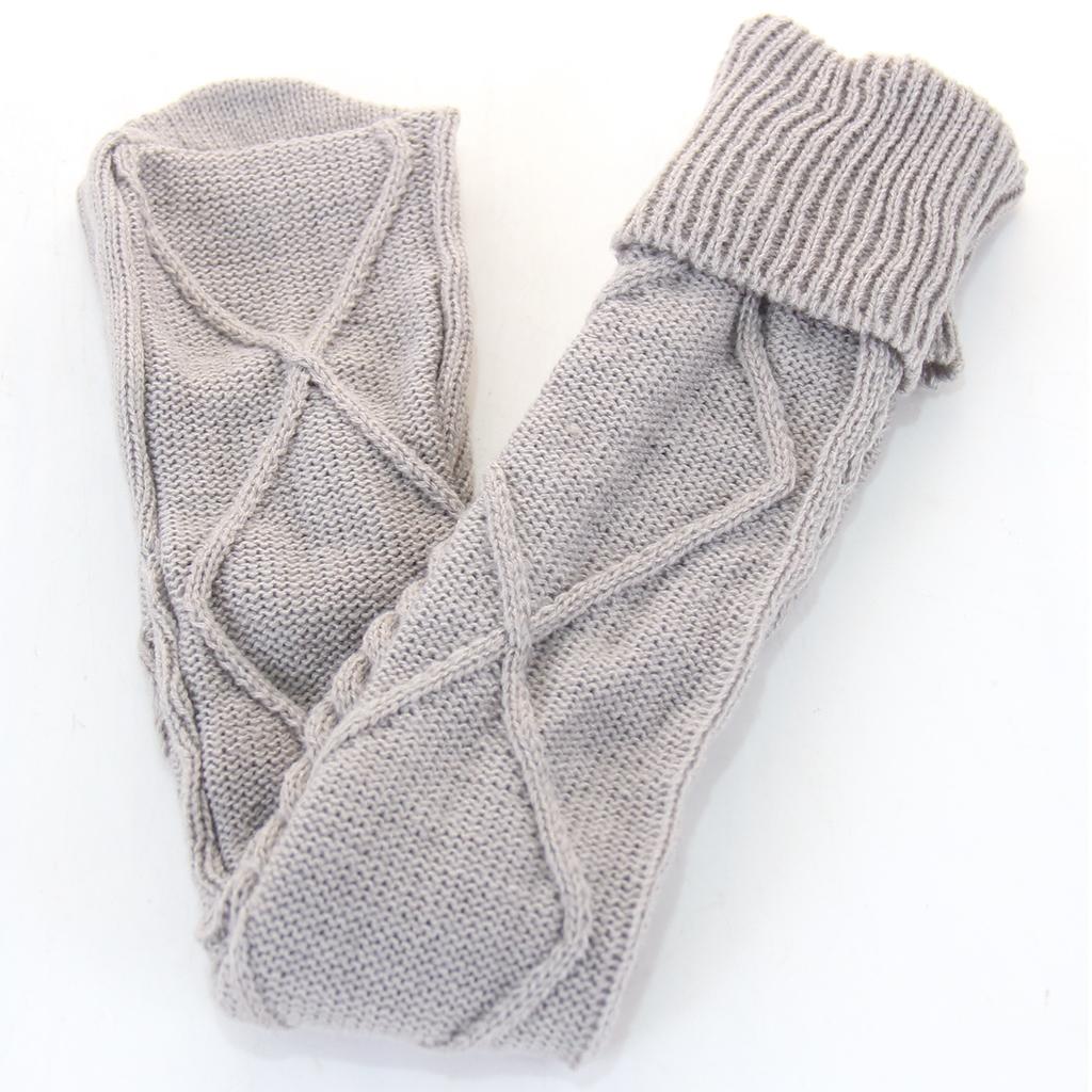 2Pcs Winter Long Stocking Knit Thigh High Long Tube for Women Fall Gray
