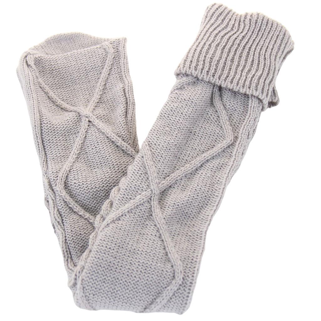 2Pcs Winter Long Stocking Knit Thigh High Long Tube for Women Fall Gray