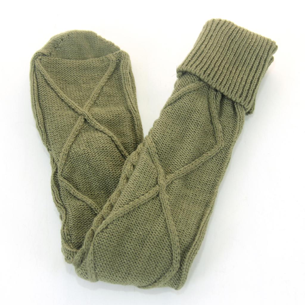 2Pcs Winter Long Stocking Knit Thigh High Long Tube for Women Fall Green