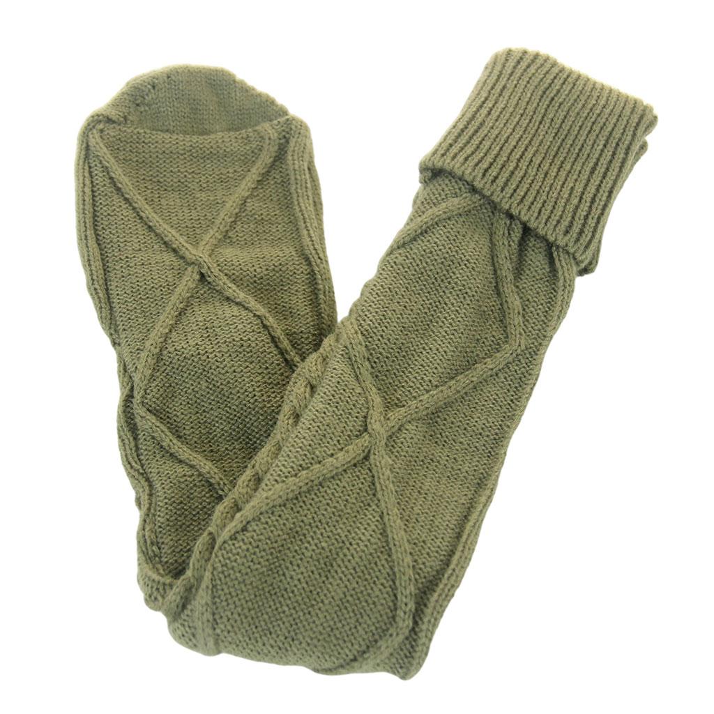 2Pcs Winter Long Stocking Knit Thigh High Long Tube for Women Fall Green