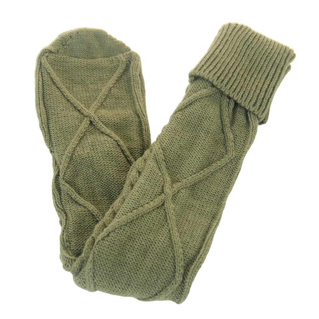 2Pcs Winter Long Stocking Knit Thigh High Long Tube for Women Fall Green