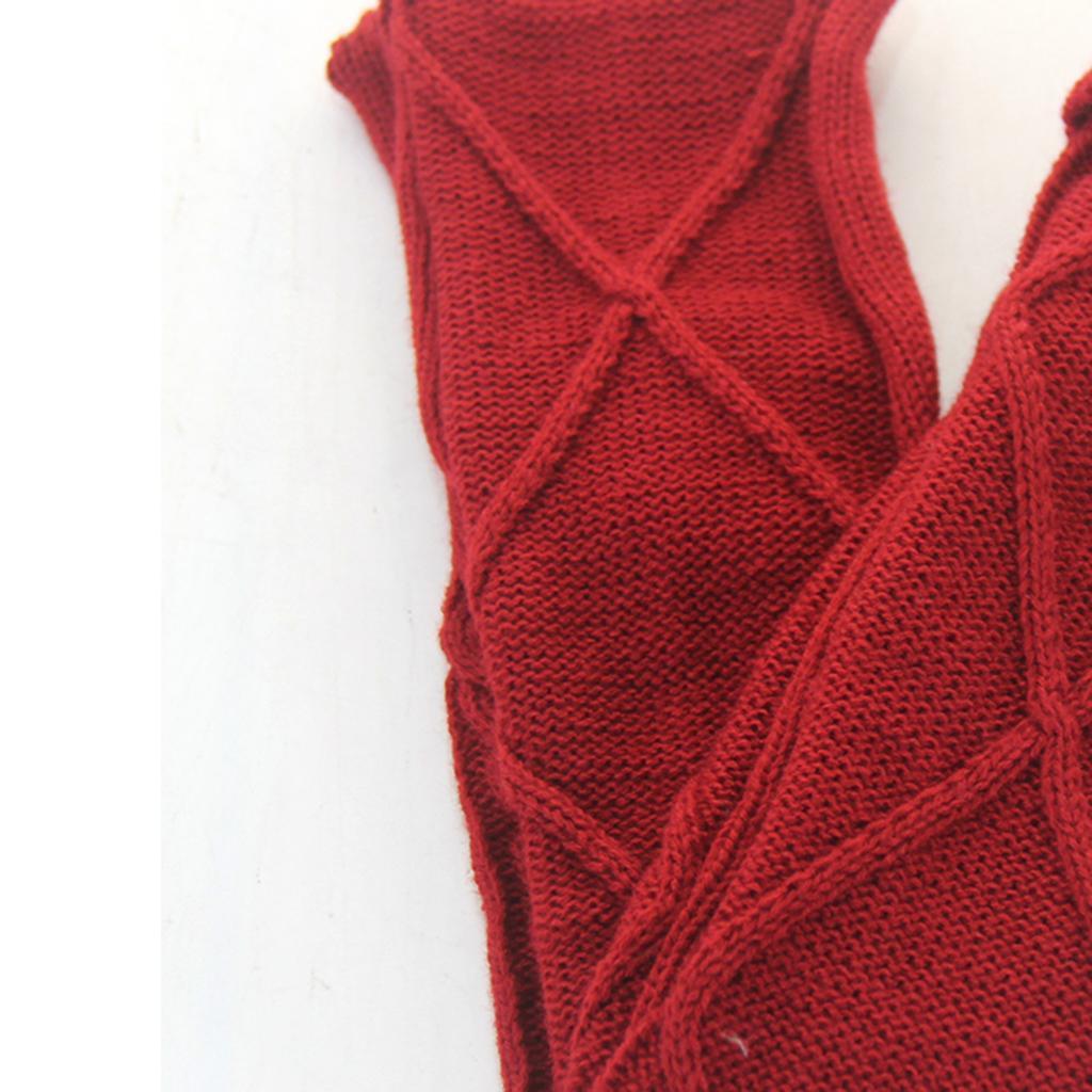 2Pcs Winter Long Stocking Knit Thigh High Long Tube for Women Fall Wine Red