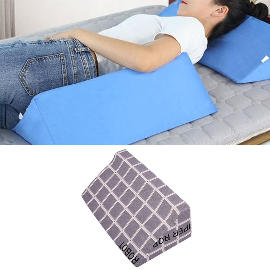Wedge Pillow Soft with Washable Cover for Sleeping gray grid cloth