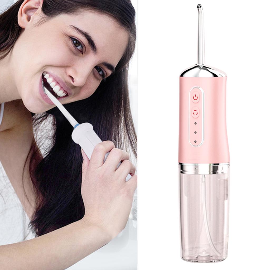 Oral Irrigator Polisher 220ml Water Flosser for Household Use Travel pink