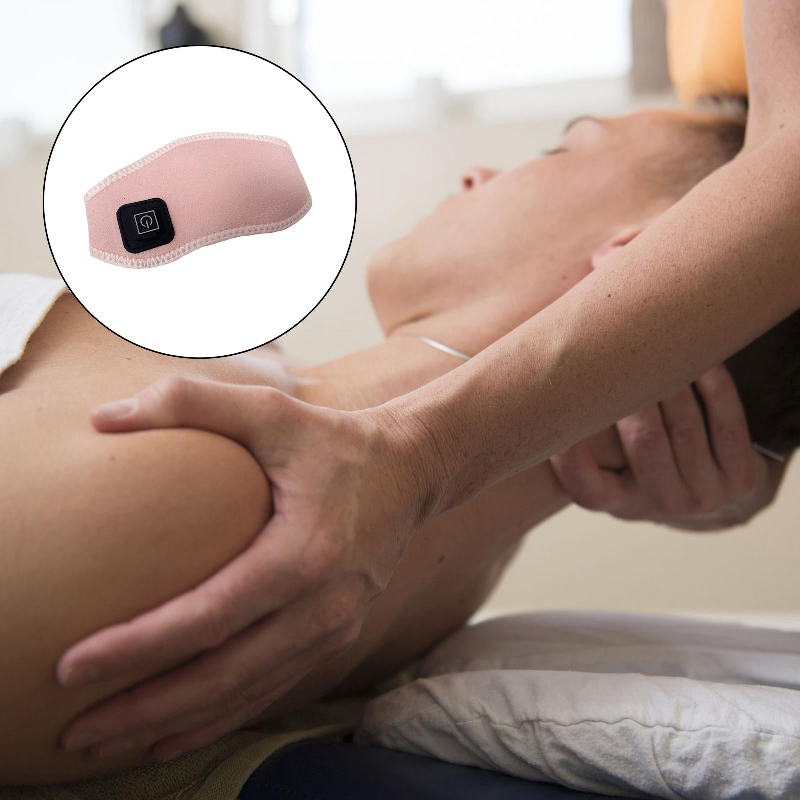 Adjustable Heating Neck Massager Belt USB Power Relieve Neck Pressure Pink