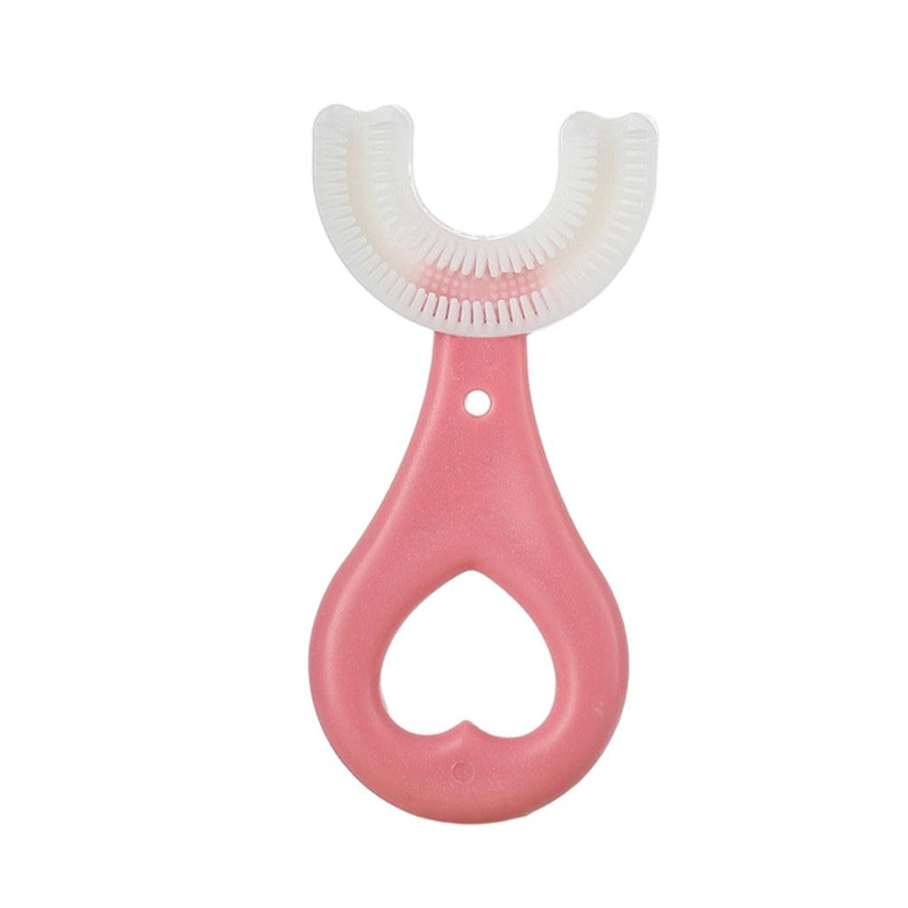 Kids Teeth Cleaning Manual Brush U-Shape Oral Tooth Cleaning Pink 2-6 years