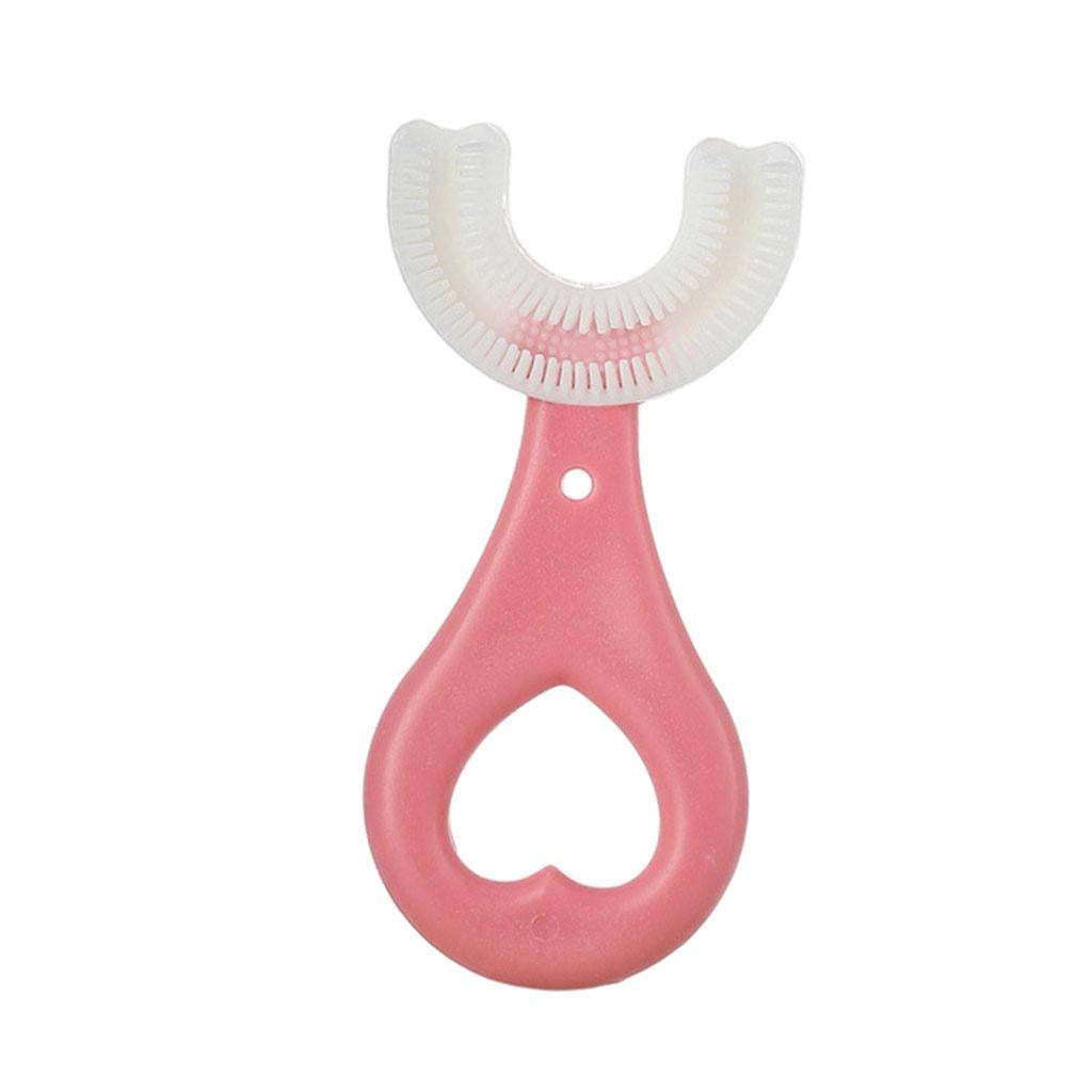 Kids Teeth Cleaning Manual Brush U-Shape Oral Tooth Cleaning Pink 2-6 years