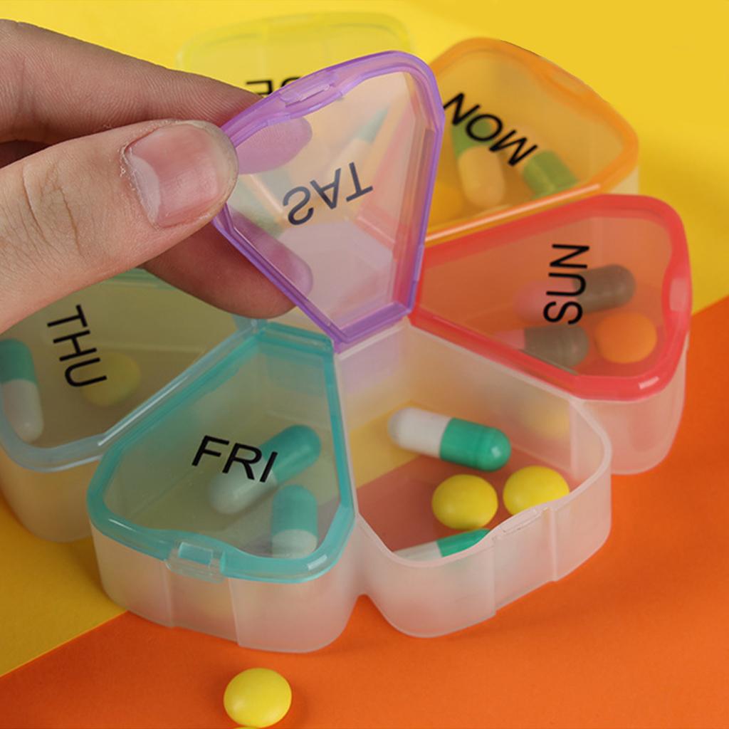Pill Organizer Weekly Portable Storage for Travel Capsule Elder Kid Black