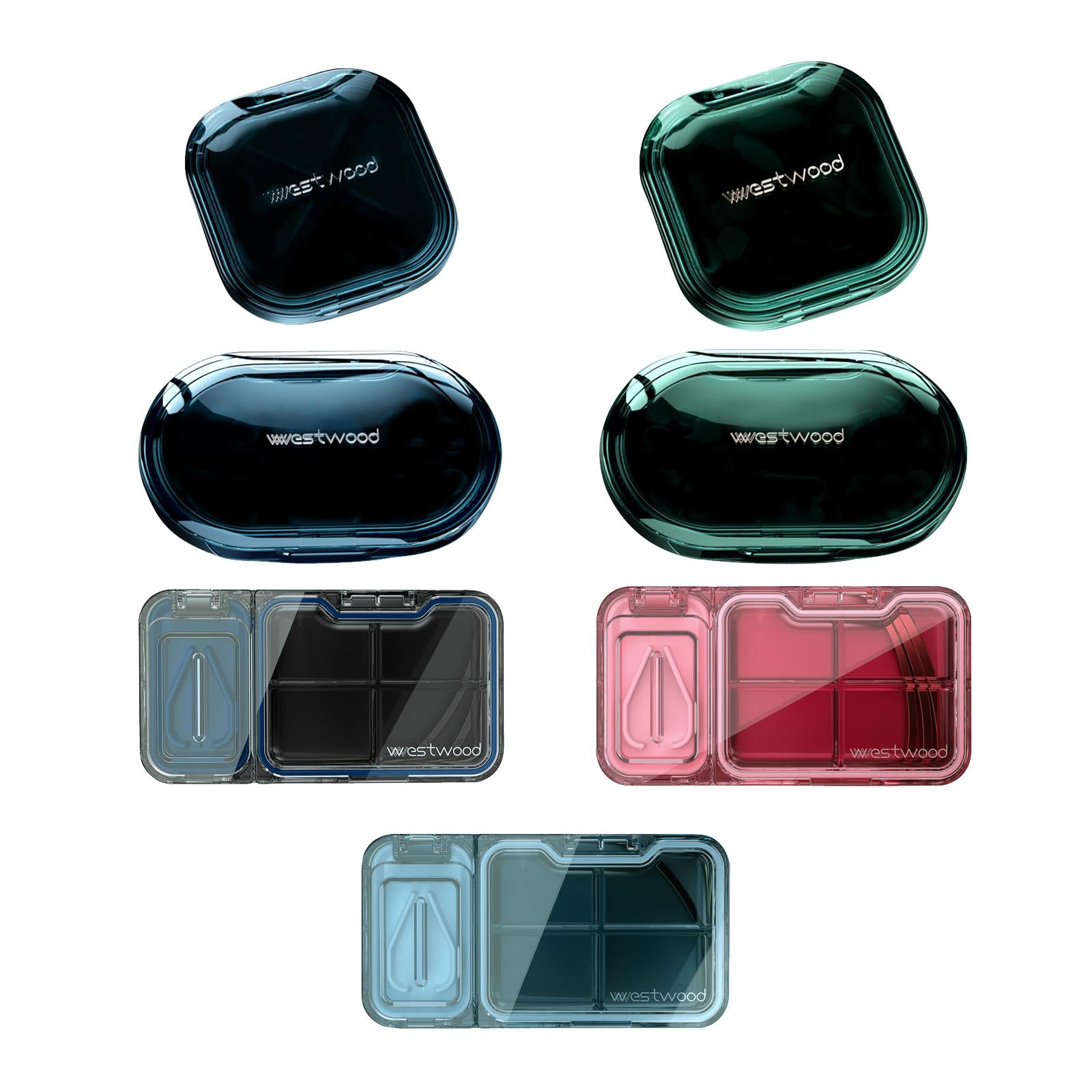 Portable Medicine Pill Box Moisture Proof for Pills 4 Grids blue