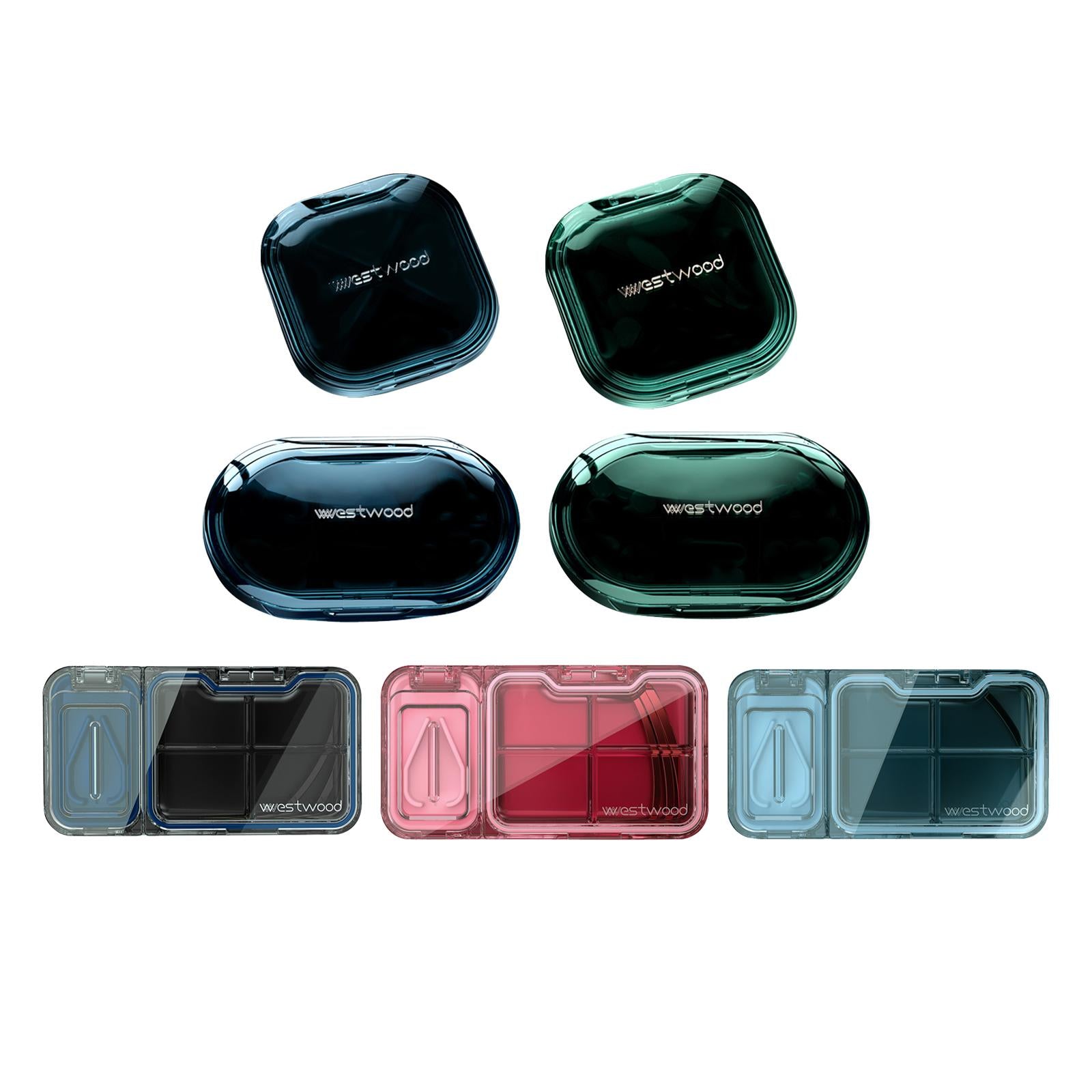 Portable Medicine Pill Box Moisture Proof for Pills 4 Grids blue