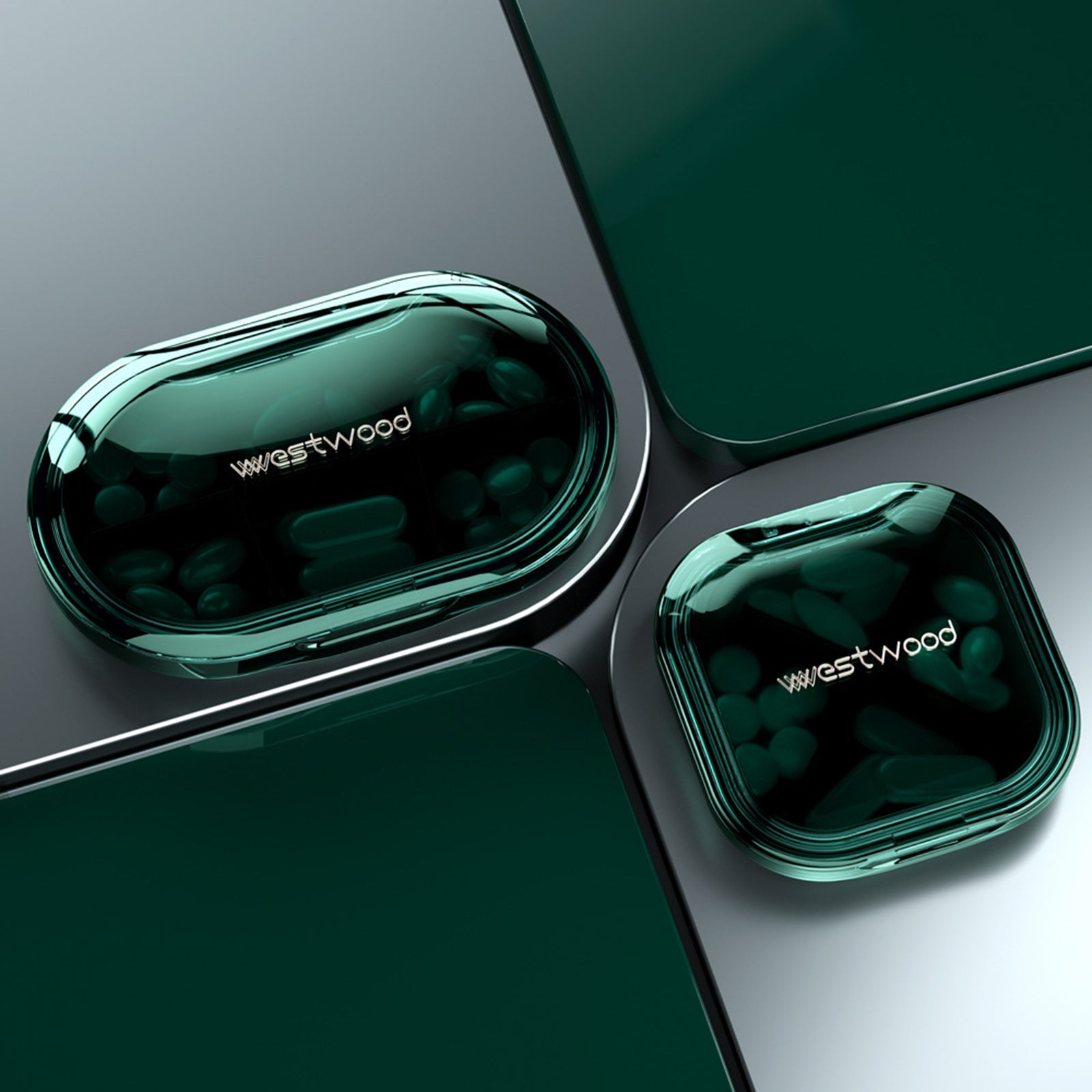 Portable Medicine Pill Box Moisture Proof for Pills 6 Grids green