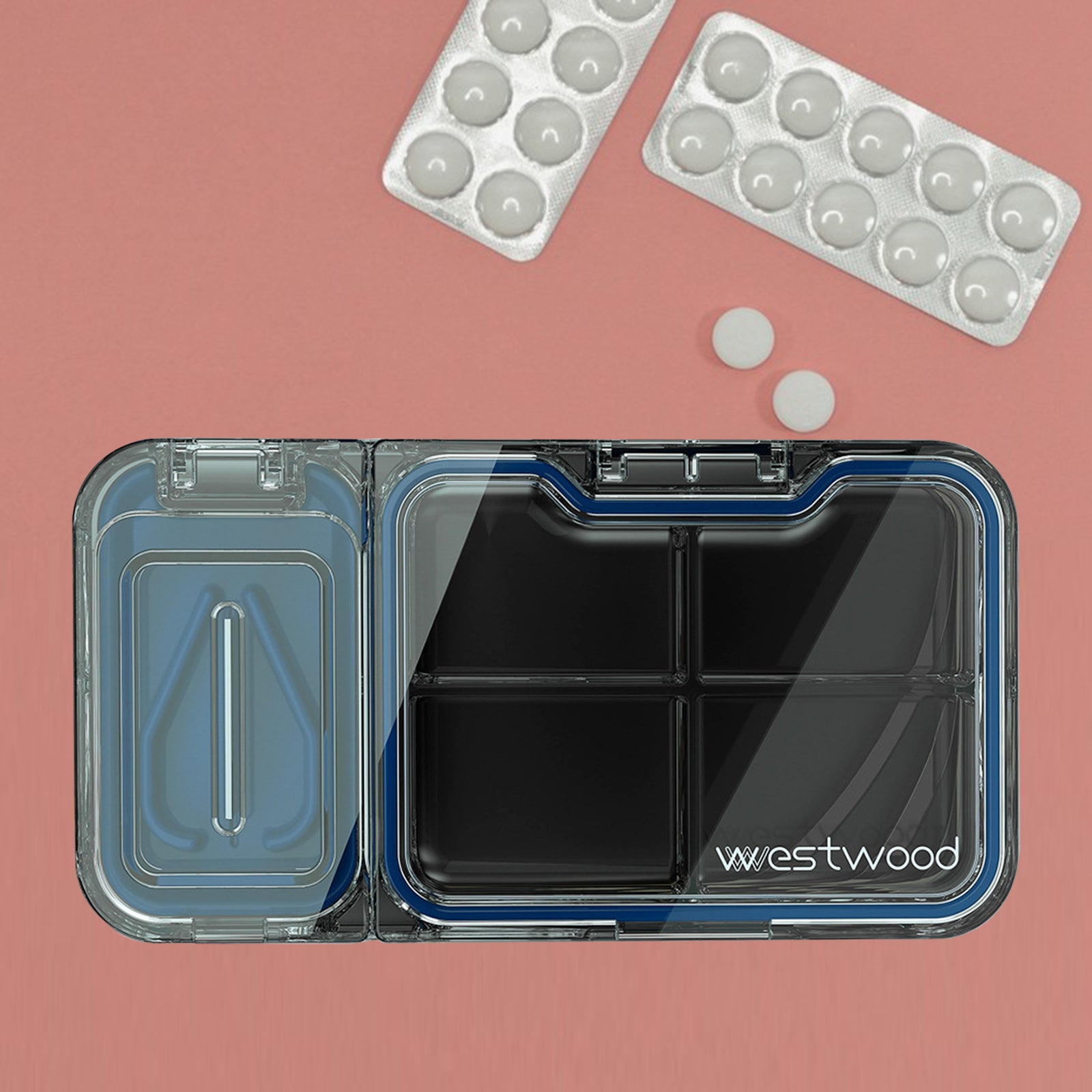 Portable Medicine Pill Box Moisture Proof for Pills Cut pill box grey