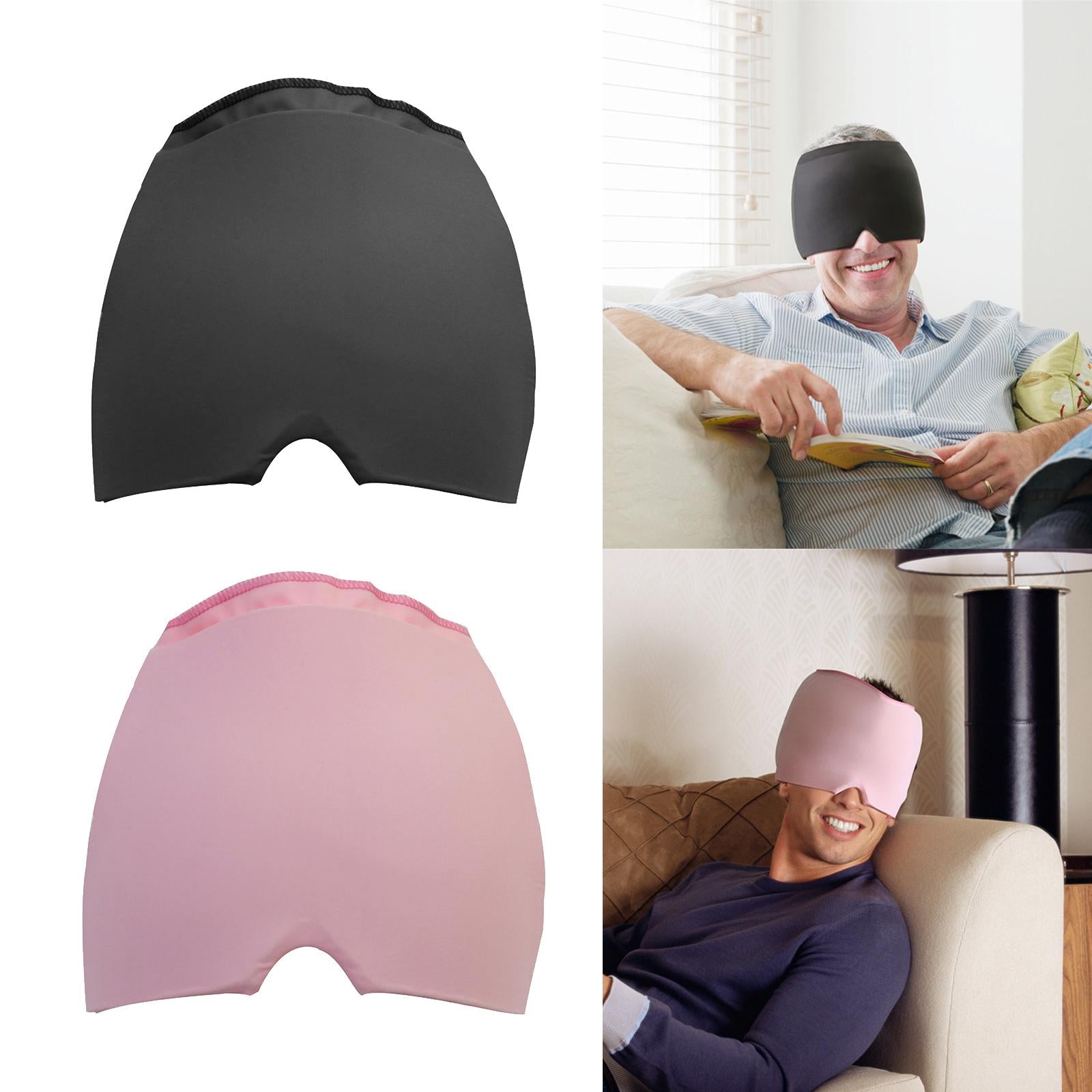 Ice Pack Head Wrap Adjustable Top and Side for Migraine Pain Relieving Black